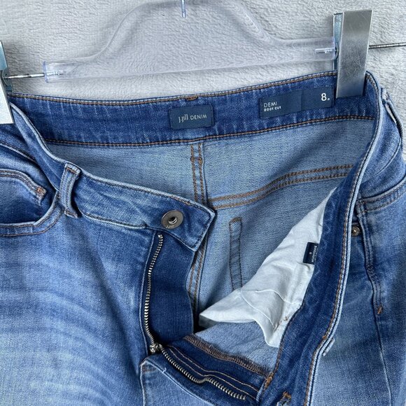 J. Jill Demi Bootcut Jeans Size 8 Frayed Hem Womens Mid Rise Light Wash Blue - Picture 5 of 12